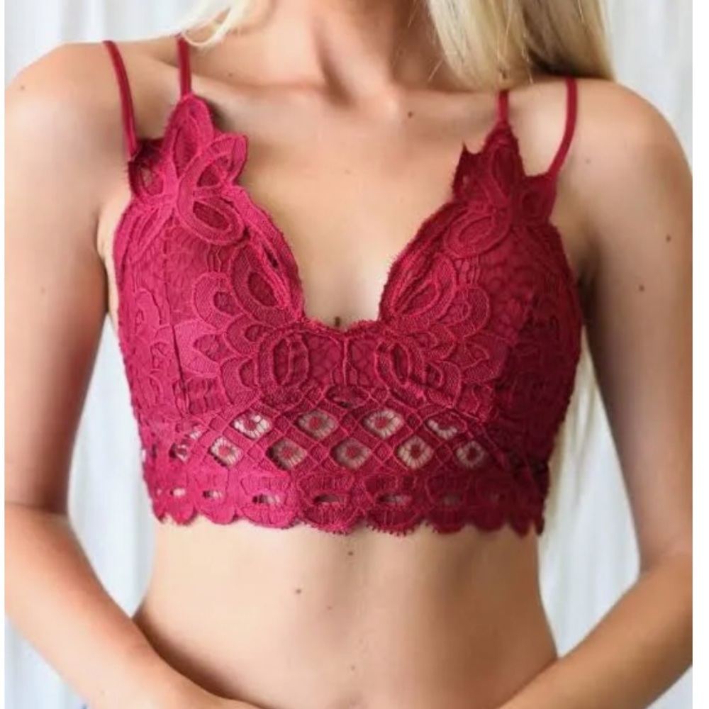 Anemone Elegant Lace Bralette in Burgundy